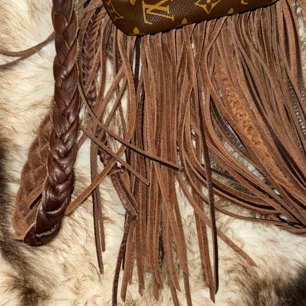 Brown Fringe Designer Crossbody Bag - Picture 8 of 11
